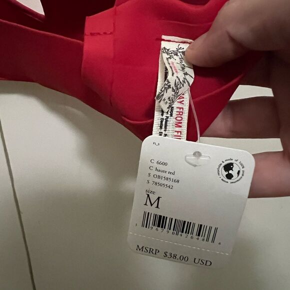 Free People Notched Lily Scuba Bralette - Haute Red, Size Medium - Picture 3 of 5